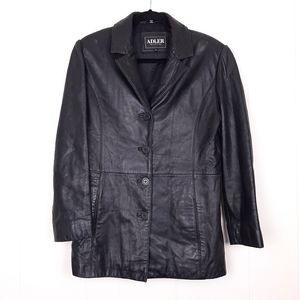Adler Collection lambskin leather jacket soft fully lined button up fall black